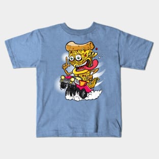 Slice of Pizza on a Hot Rod Kids T-Shirt